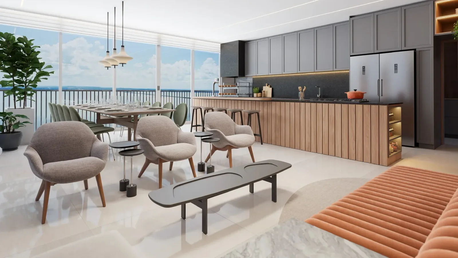 Apartamento 4 suítes - 202m² - Integração sala, cozinha e varanda gourmet — Urban Horizonte