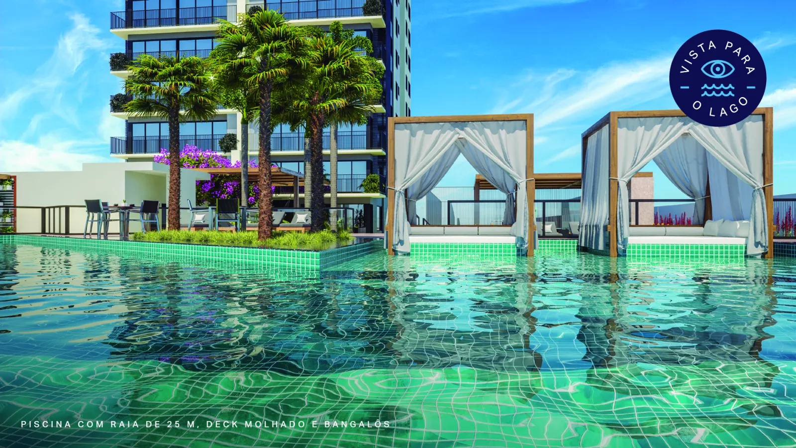 Bangalôs para relaxamento além de um deck molhado — Urban Terraço